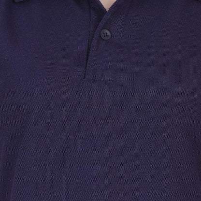 Ketex Navy Blue Cotton Blend Polo Neck Tshirt